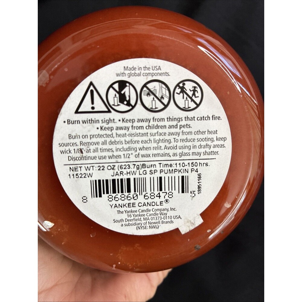 Yankee Candle 22oz Jar Spiced Pumpkin Large Used Clean Burn Thanksgiving Fall - Picture 5 of 7